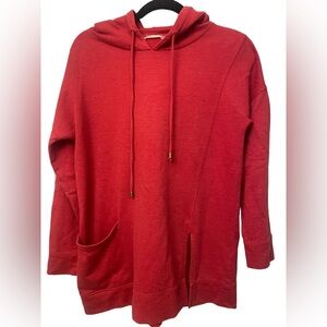 SOFT SURROUNDINGS Women's Red Soho Pullover Hoodie Sweatshirt Tunic Size XS